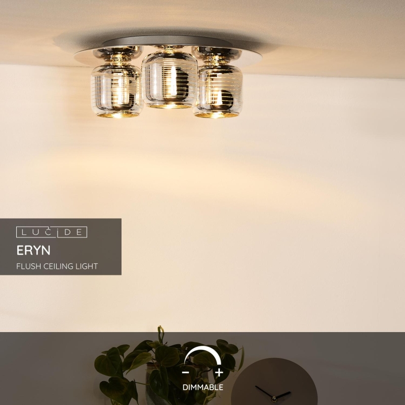 Lucide ERYN - Zapustené stropné svietidlo - Ø 38 cm - 3xG9 - Chróm